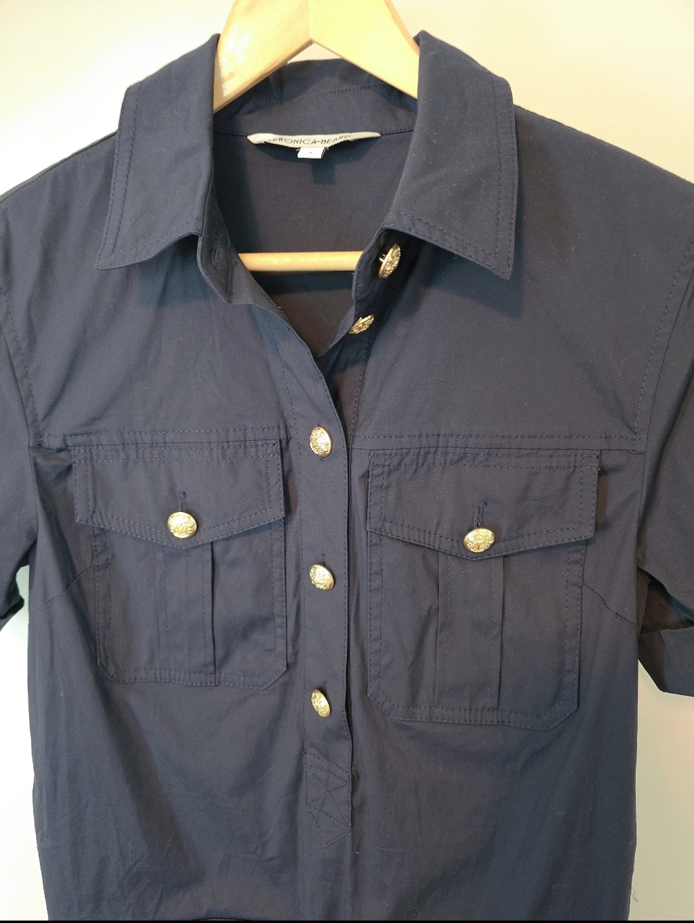 Veronica Beard Lucca Navy Blue Cargo Cotton Shift Dress Size US 6 - Picture 8 of 13